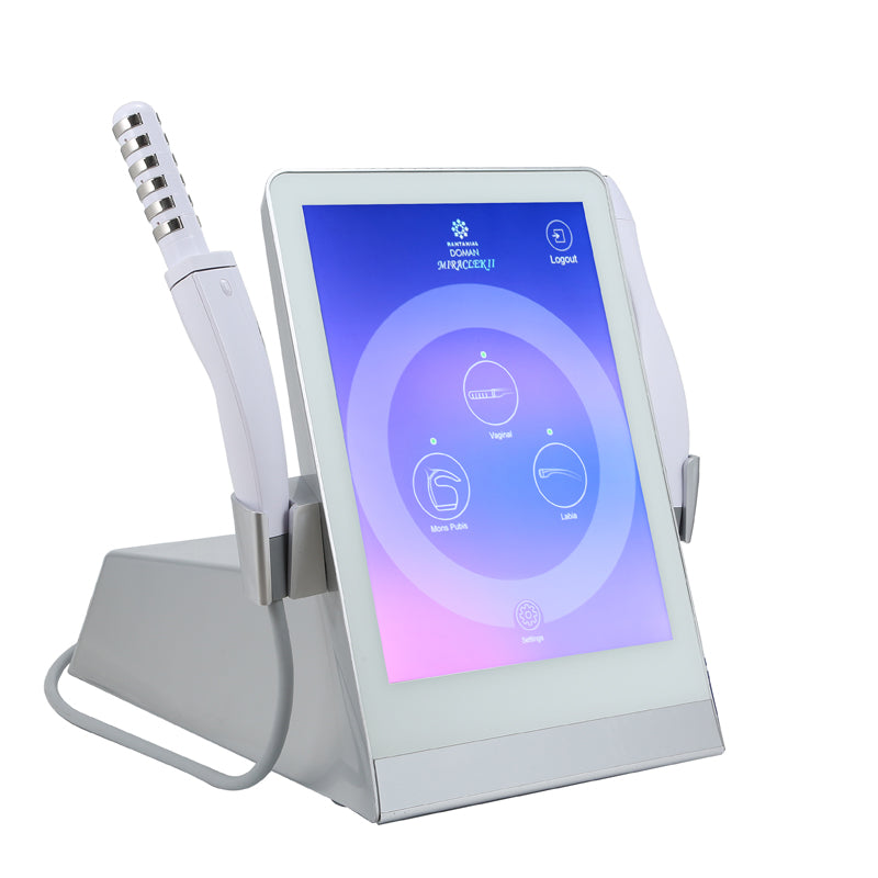 Portable radio frequency hifu beauty instrument for women to clean and tighten skin