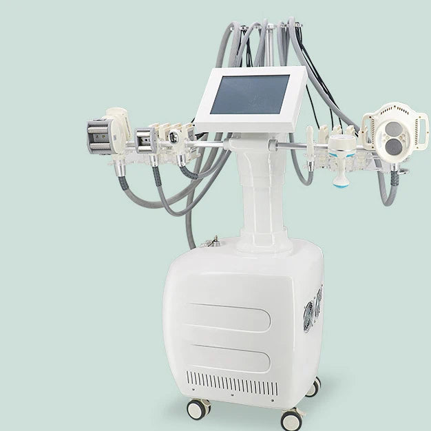 V10 Multifunctional Body Slimming Machine with Cavitation, Rollers, RF Heat & Laser Pads for Contouring & Tightening