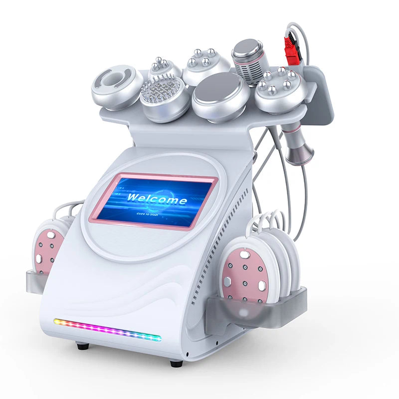 FR-90D Máquina Adelgazante 9 en 1 80K con Vacío, RF Multipolo, Terapia de Frío, EMS, BIO y LED y Láser