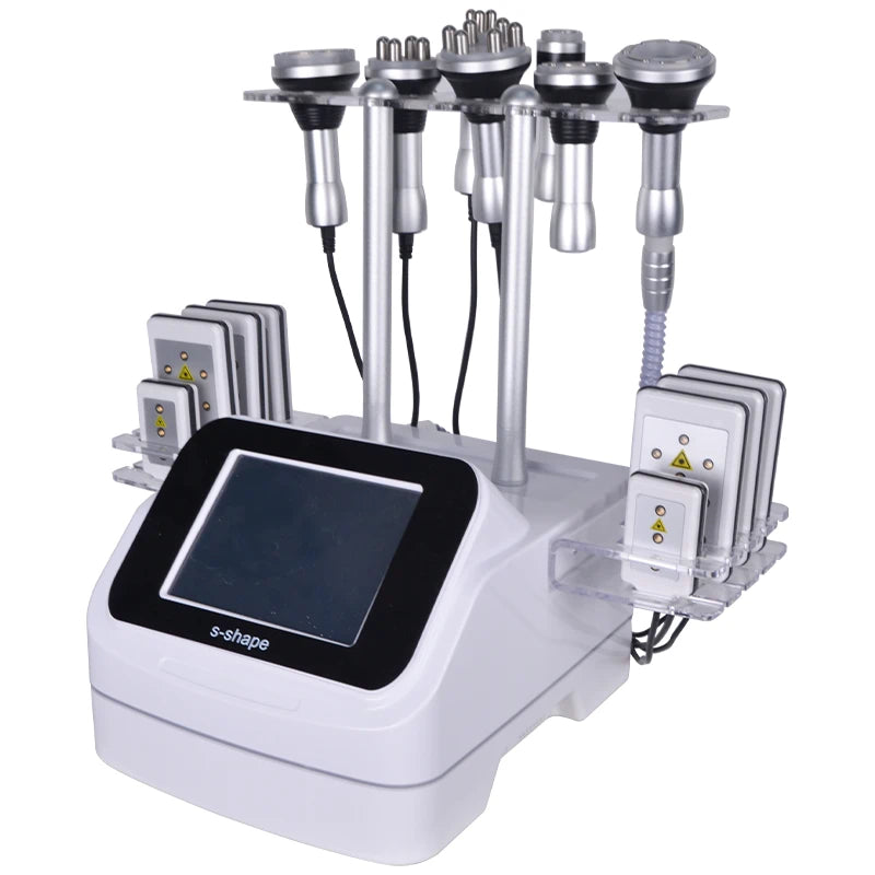 Máquina de adelgazamiento FR-6005 de cavitación al vacío RF con ultrasonido de 40K de varios tamaños, RF hexapolar y láser para contorno corporal y lifting facial