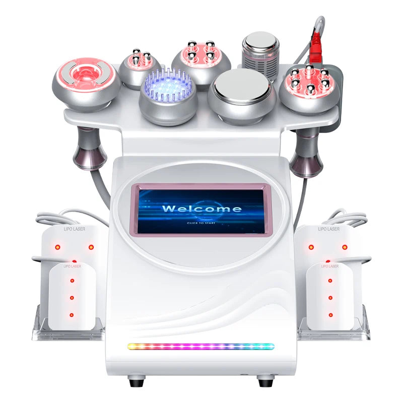 FR-90D Máquina Adelgazante 9 en 1 80K con Vacío, RF Multipolo, Terapia de Frío, EMS, BIO y LED y Láser