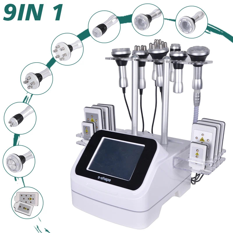 Máquina de adelgazamiento FR-6005 de cavitación al vacío RF con ultrasonido de 40K de varios tamaños, RF hexapolar y láser para contorno corporal y lifting facial