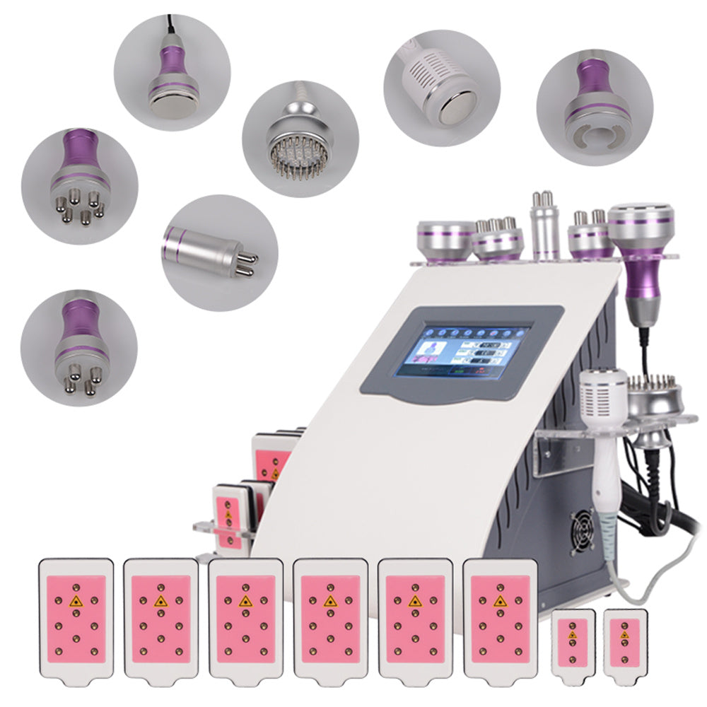 9 in 1 Fat Reduction and Slimming Beauty Device Ultrasonic Vacuum High Frequency System Cavitation Machine Home Care Contour Instrument