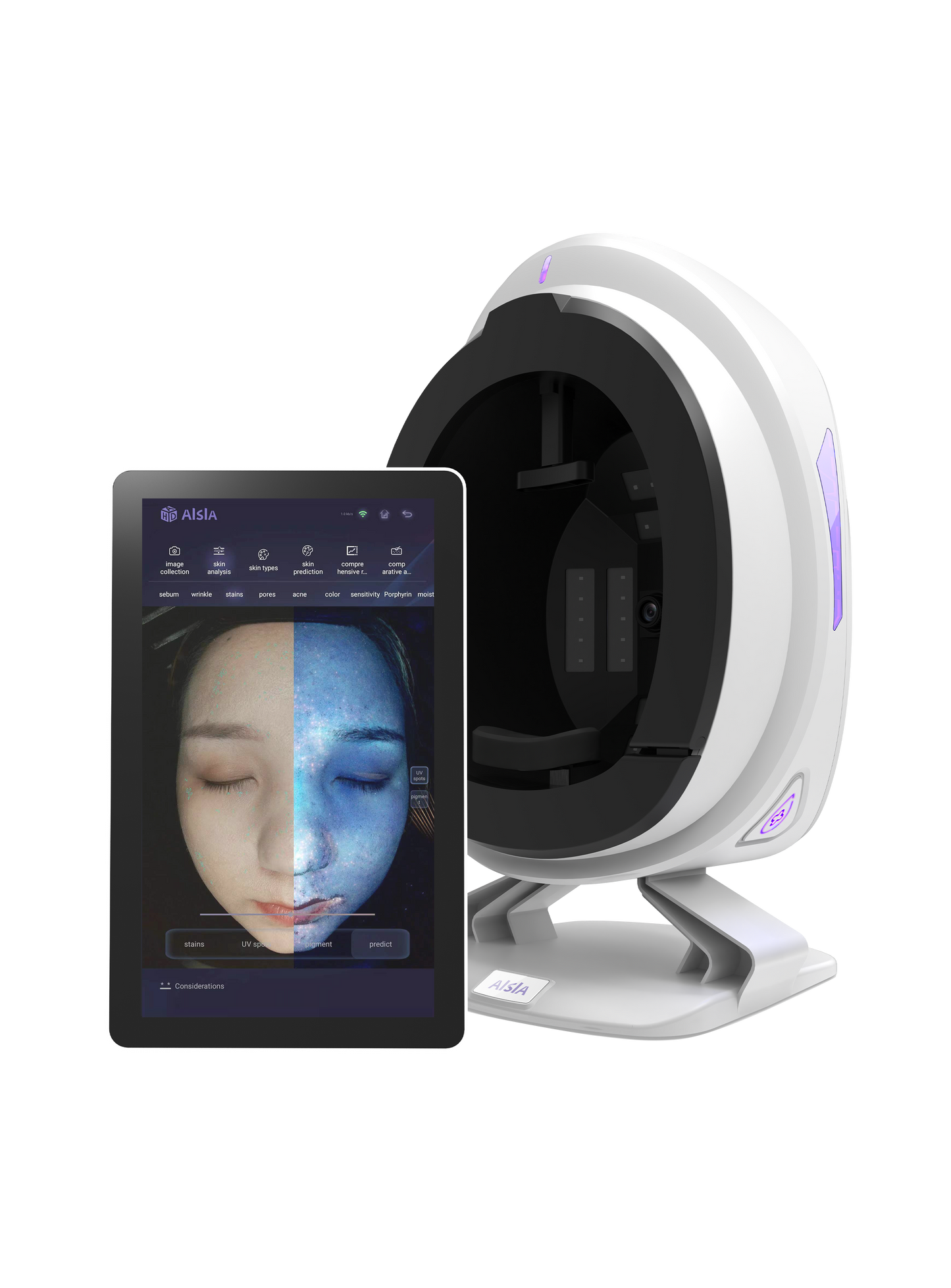 3D AI skin analyzer Intelligent 8 Spectrum and 14 Item Detection  Professional Facial Skin Analysis Detector with LCD Display