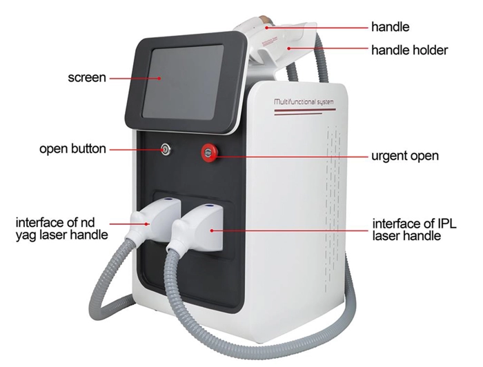 Portable 3 In 1 SHR Professional Laser Hair Removal Machinefor Skin Rejuvenation Tattoo Removal