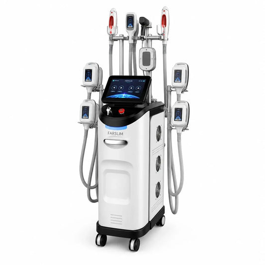 FARSLIM LD11-TLS PRO professional cryolipolysis machine front view with multiple treatment applicators.
